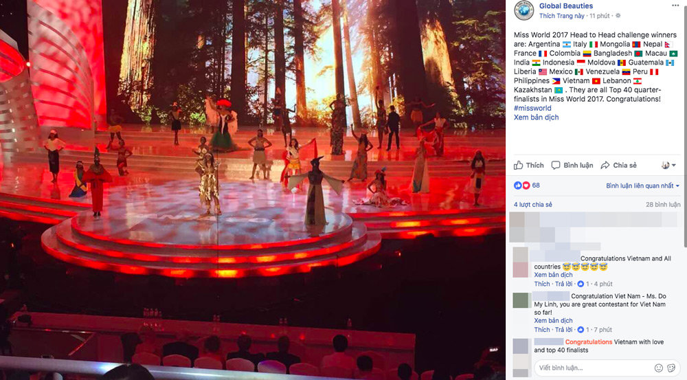 Trước đêm chung kết, Đỗ Mỹ Linh đã chính thức lọt Top 40 Miss World 2017 - 1