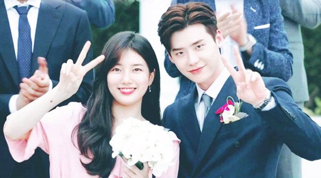 Vừa chia tay Lee Min Ho, Suzy đã kịp mặc váy cưới và hôn Lee Jong Suk đắm đuối - 1