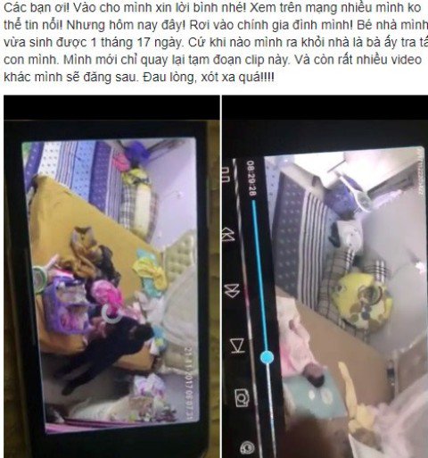 Phẫn nộ cảnh bé gái hơn 1 tháng tuổi bị người giúp việc tát, đập đầu và tung lên cao - 1