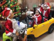 Làng sao - Hai con Tuấn Hưng cực yêu khi làm “ông bà già Noel”
