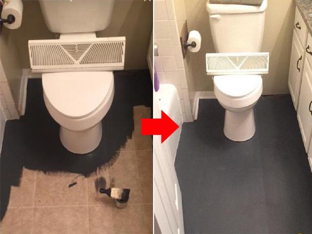 Mua sơn bôi đen sì sàn nhà tắm, bà mẹ khiến mọi người mê tít với thành quả bất ngờ