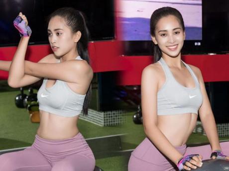 Hoa hậu Tiểu Vy khoe số đo hình thể đẹp như búp bê khi tập gym