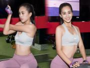 Làm đẹp - Hoa hậu Tiểu Vy khoe số đo hình thể đẹp như búp bê khi tập gym