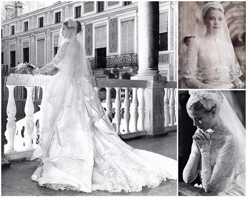 Năm 1956, nữ diễn viên xinh đẹp Grace Kelly kết hôn cùng ông hoàng Monaco Ranier III, trở thành Công nương xứ Monaco. Chiếc váy cưới ren dài tay kiêu sa, tinh tế, là một chiếc váy biểu tượng và tạo cảm hứng cho rất nhiều nhà thiết kế thời trang váy cưới.
