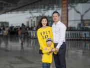 Sao Việt - Ông xã Hoa Hậu Phí Thùy Linh bịn rịn tiễn vợ con đi Hàn Quốc