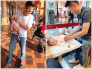 Làm mẹ - Ông chồng đảm của Thanh Thảo cực thích bế con, thay tã "nhanh như bảo mẫu"