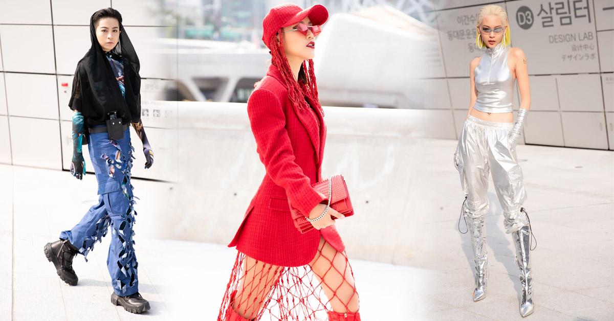 Á hậu Hoàng Oanh diện lưới bắt cá, Phí Phương Anh làm siêu nhân bạc ở Seoul Fashion Week? - 1