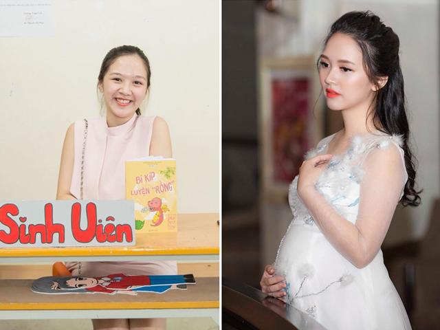 Hoa khôi sinh viên sáng vác bụng bầu lên giảng đường học, tối lên đồ thì đẹp mong manh