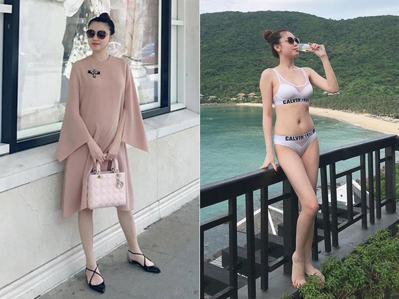 Gần đây, Ngọc Duyên cũng khiến dân tình tròn mắt khi trở lại với bikini. Mấy ai tin, đây là thân hình của bà mẹ bỉm sữa vừa sinh con 2 tháng.
