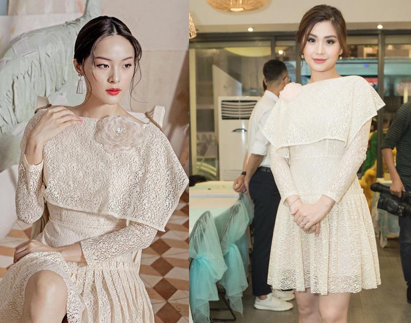Á hậu Diễm Trang nền nã trong thiết kế màu trắng ngà của NTK Nguyễn Quảng, chiếc váy thanh lịch và sang trọng từng được Hạ Vi khoác lên người trong bộ ảnh thời trang của cô. 
