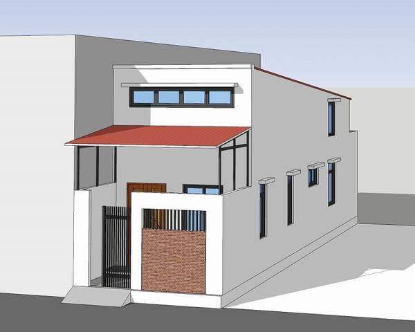 Mẫu thiết kế  Bản vẽ nhà phố 2 tầng 1 tum hiện đại 2023