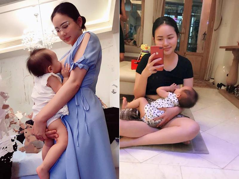 Phan Như Thảo cũng là một trong những bà mẹ nổi tiếng không ngần ngại khoe ảnh mình đang vạch áo cho con bú trên mạng xã hội. 
