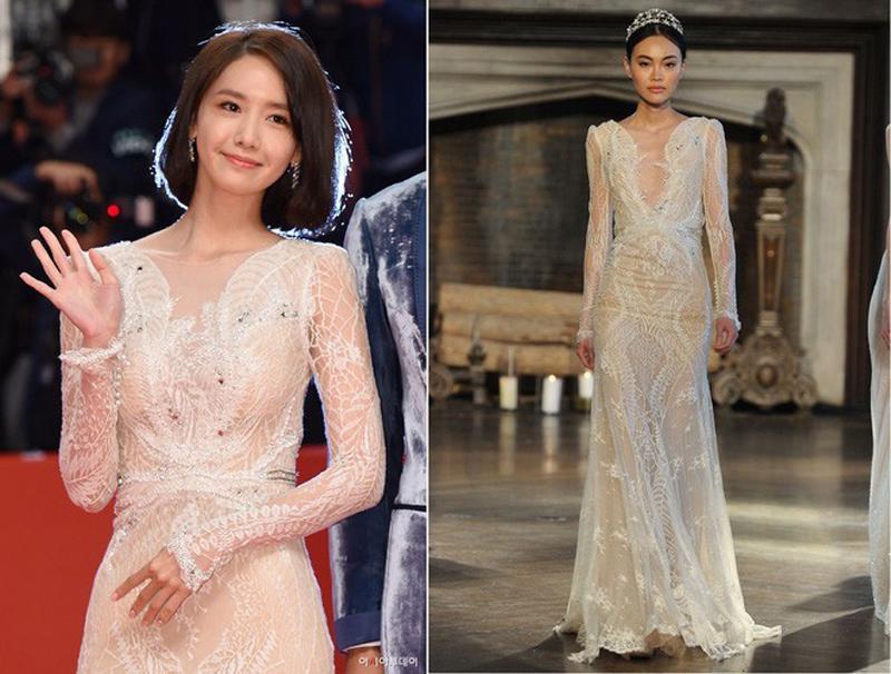 Không chỉ sao Hoa ngữ, sao Hàn cũng rất cẩn thận khi chọn đồ đi sự kiện. Yoona cũng phải chỉnh sửa váy hiệu mới dám mặc.
