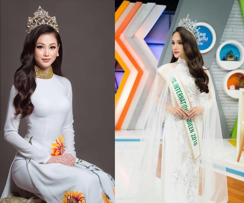 Khi hai nàng Hoa hậu mang vinh quang về cho Việt Nam, cả thế giới đều được ngắm nhìn họ khoác lên mình tà áo dài truyền thống của dân tộc, đầu đội vương miện lấp lánh. 
