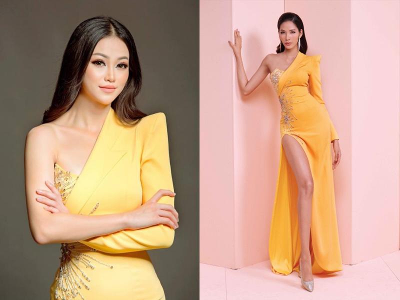 Một lần nữa, chiếc váy này của Phương Khánh bước vào đường đua thời trang với Á hậu Hoàng Thùy. 
