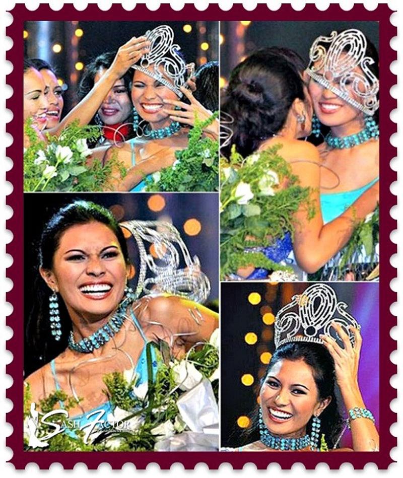 Hoa hậu Hoàn vũ Philippines 2006 gặp sự cố vì chiếc vương miện quá “khủng” so với đầu.
