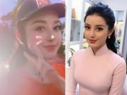 Làm đẹp - Lầy như Á hậu Huyền My, để nguyên mặt dày phấn dự sự kiện rồi lao đi xem đá bóng