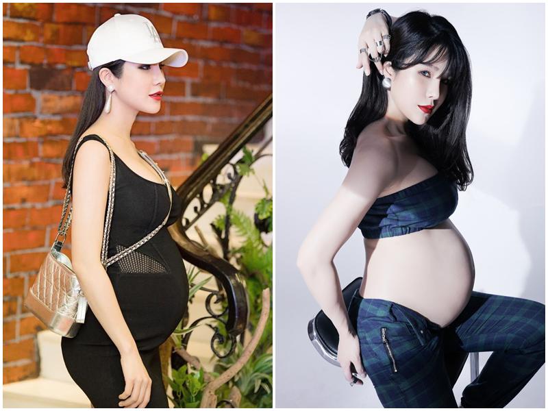 Sở hữu vóc dáng cao ráo nên nhìn Diệp Lâm Anh cho đến tháng cuối thai kỳ vẫn khá năng động. Tuy nhiên không thể phủ nhận trong thời gian bầu bí cô cũng đã tăng cân khá nhiều.
