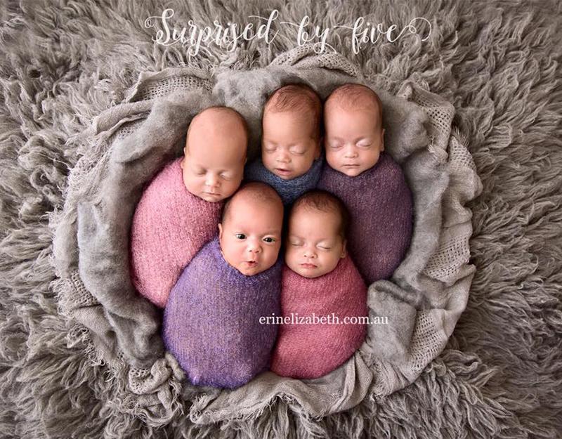 5 em bé bao gồm 4 bé gái lần lượt là Penelope, Beatrix, Allison, Tiffany và bé trai duy nhất Keith.
