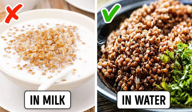 Kiều mạch giàu sắt, trong khi sữa giàu canxi. Khi tiêu thụ riêng biệt 2 sản phẩm này đóng góp vào nhiều lợi ích sức khỏe, nhưng khi tiêu thụ cùng nhau chúng sẽ gây trở ngại cho sự hấp thu dinh dưỡng.
