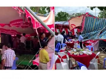 Bão số 9 cuốn phăng rạp cưới ở Bình Thuận, quan khách đang dự tiệc bỏ chạy tán loạn