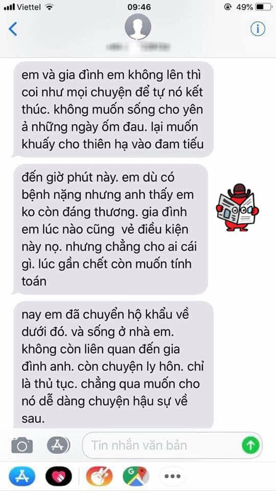 Vợ bị ung thư máu, chồng chuyển khẩu trả về nhà ngoại để tự do sống với bồ - 4