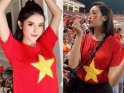 Giải trí - Bất ngờ trước nhan sắc của Đỗ Mỹ Linh, Huyền My trên khán đài AFF cổ vũ ĐT Việt Nam
