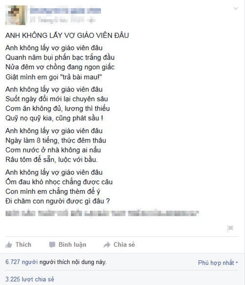 Suy ngẫm với bài thơ amp;#39;Anh không lấy vợ giáo viên đâuamp;#39; - 1