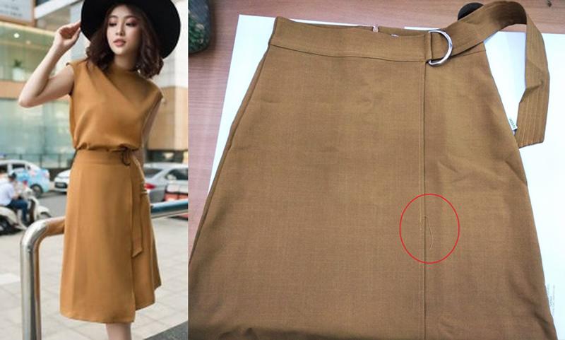 Chiếc váy chị Q. đặt mua được giới thiệu: "Sản phẩm được làm từ chất liệu vải thô chun Hàn Quốc, vải co giãn, mịn mát, có khả năng thấm mồ hôi được sale còn 419K. Và sau khi nhận được là một chiếc váy khác hoàn toàn, đường may lại bị lỗi. 
