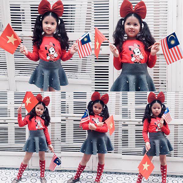 Hoa hậu nhí Malaysia 2017 lai Việt Nam, mẹ Việt kể chuyện oái oăm khi cổ vũ  AFF Cup - 7