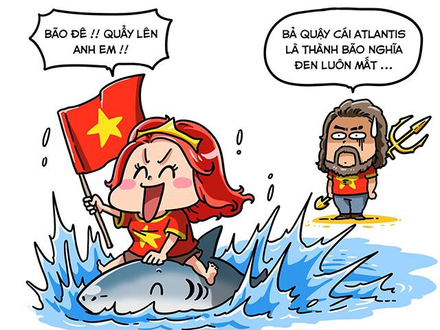 Cười té ghế: Thì ra siêu anh hùng Aquaman cũng bấn loạn vì đội tuyển Việt Nam