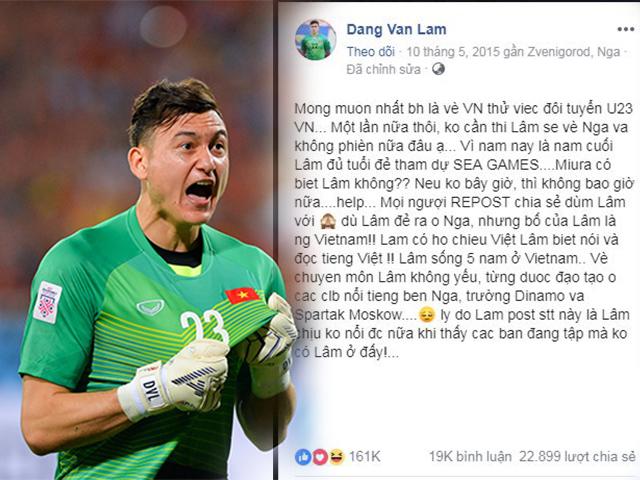 Chị em đào lại status 3 năm trước của thủ môn Văn Lâm vì anh năn nỉ quá đáng yêu