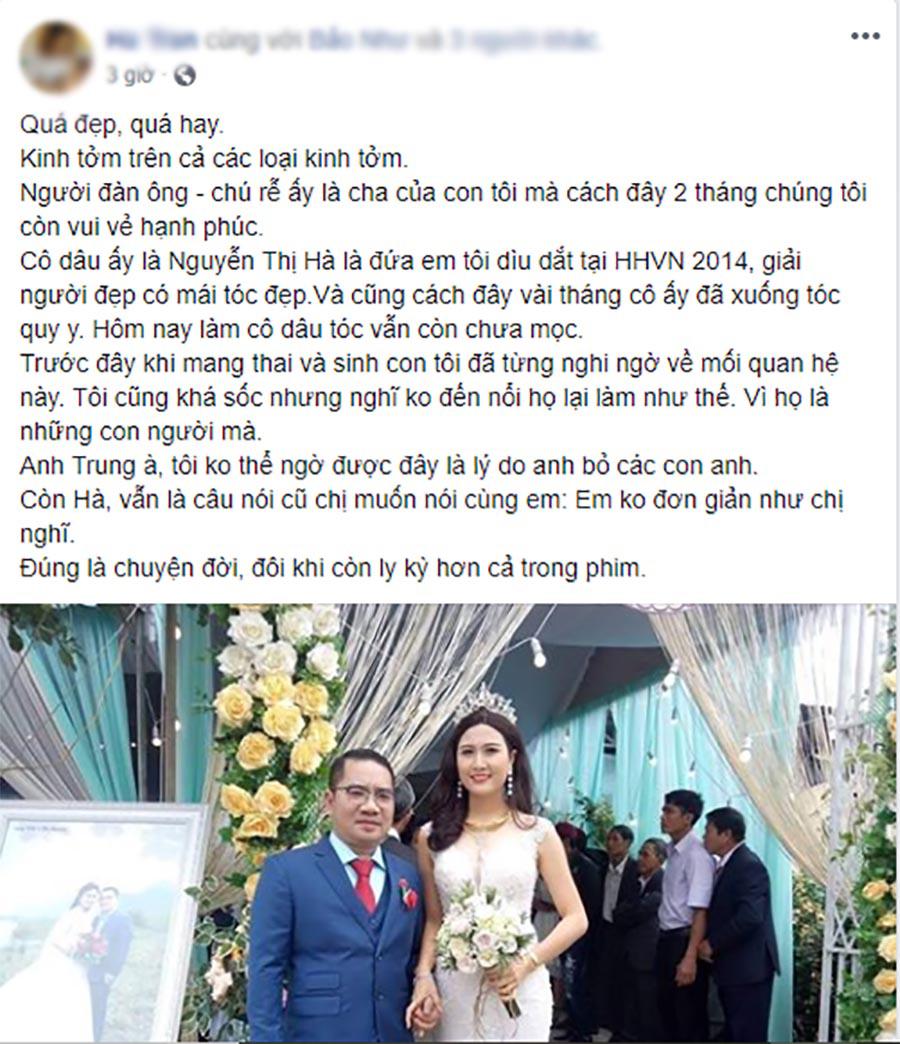 sau 2 thang di tu, nguoi dep hh viet nam bi to giat chong, dam cuoi khi toc chua moc - 1