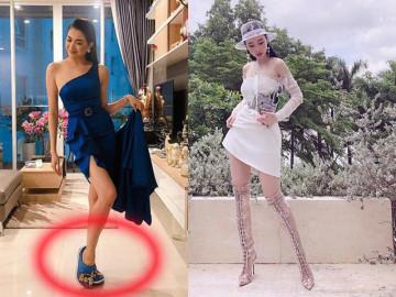 Thời trang đi mưa của sao, Lệ Hằng bá đạo nhất khi diện váy xẻ đùi với giày nhựa