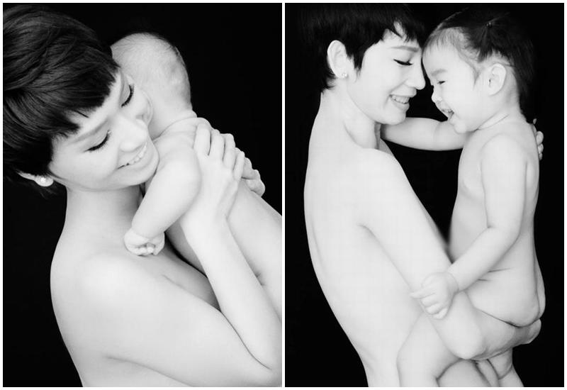 Bức ảnh đen trắng của người mẫu Xuân Lan chụp cùng con gái Thỏ cho thấy rõ nhất sự ngọt ngào khi cả hai mẹ con được da tiếp da với nhau.
