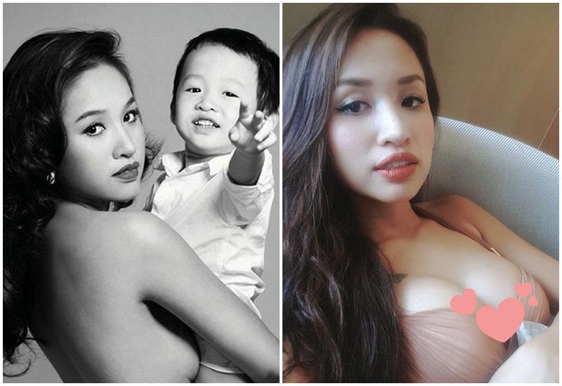 MC Thanh Vân chụp bức ảnh bán nude với con trai khi tham gia một dự án tôn vinh vẻ đẹp người phụ nữ.

