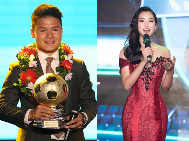 Hoa hậu Tiểu Vy diện váy cúp ngực, xướng tên Quang Hải nhận Quả bóng vàng 2018