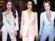 Thời trang - Diện vest không nội y, khi Hương Giang khoe vòng 1 "ngộp thở" thì Bích Phương lộ vẻ khiêm tốn