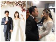 Giải trí - Tiến Đạt được cô dâu Thụy Vy ân cần tỉ mỉ sửa sang quần áo trong đám cưới bí mật