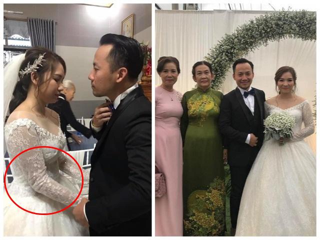 Mặc váy cưới xinh đẹp nhưng vợ của Tiến Đạt lộ bụng to lùm lùm, vướng nghi vấn mang bầu