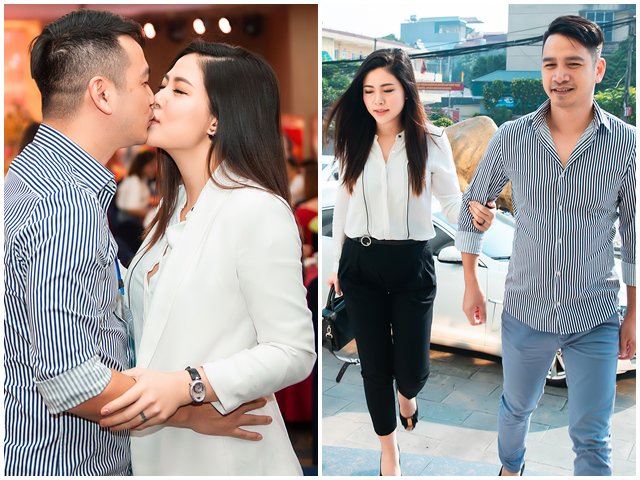 Ngọc Hiền được chồng Việt kiều hôn động viên khi chưa hết ở cữ đã đi làm