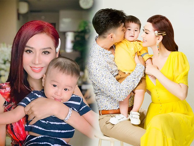 Hẳn đây là lần đầu Lâm Khánh Chi diện đồ ăn ý với con trai để chụp hình gia đình