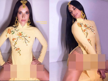 Nữ ca sĩ từng đoạt giải Grammy bị phản đối vì mặc áo dài Việt với quần chip