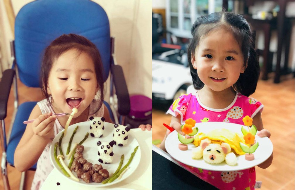 Nhờ những cơm được trang trí đẹp mắt, các bé nhà chị Hương dần thích ăn các loại rau và những món trước kia mình không thích.