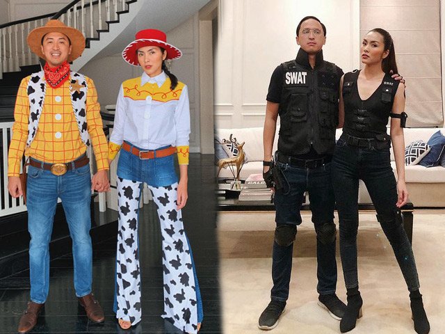 Mỗi mùa Halloween tới, vợ chồng Tăng Thanh Hà lại biến hoá thêm 1 kiểu