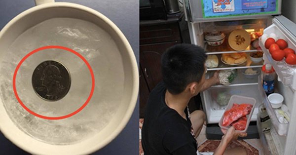 Cho cốc nước và đồng xu vào tủ lạnh qua đêm, sáng ra cả nhà tròn mắt xem  điều lạ