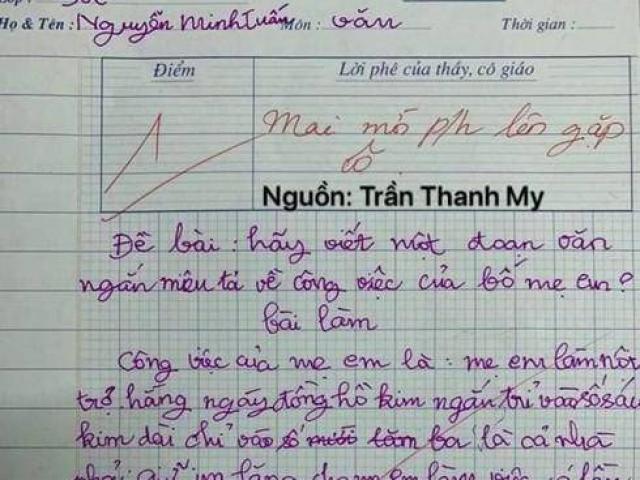 Những bài văn điểm 0, điểm 1 vẫn hút nghìn like: Bố em thấy chân dài là bảo ngon ngon