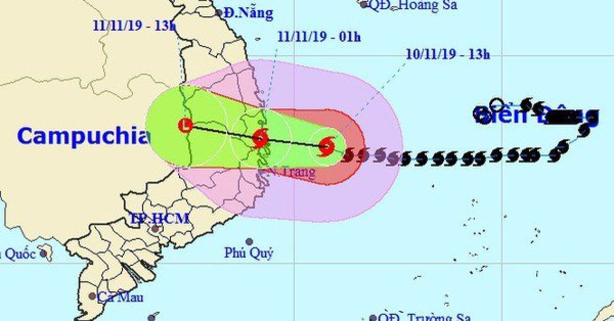 Bão số 6 đổ bộ vào Bình Định-Khánh Hòa khoảng 22 giờ tối nay 10-11