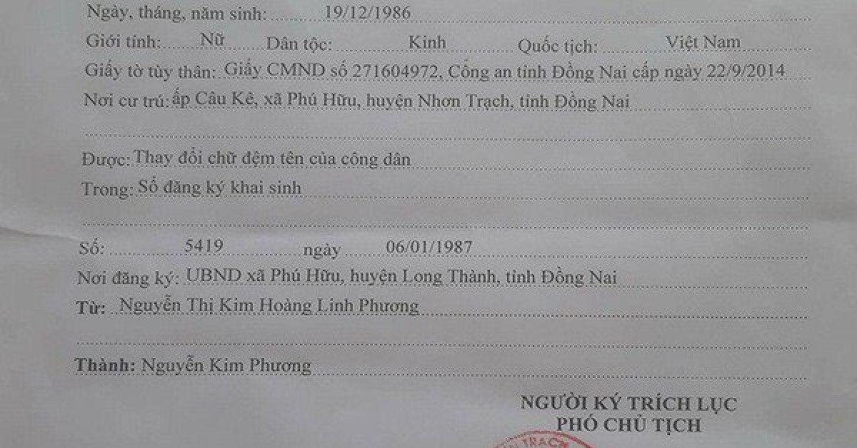 Diễn biến mới nhất vụ xin đổi tên vì quá dài của người phụ nữ ở Nhơn Trạch - 1