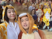 Thời trang - Cường Đô La không diện sơmi, hóa trang thành thú bông, đón sinh nhật sớm Đàm Thu Trang